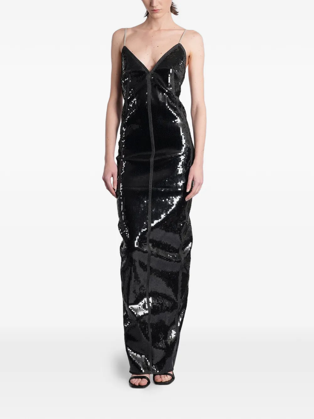 Rick Owens Maillot Gown sequin-embellished open-back cotton maxi dress - Nero