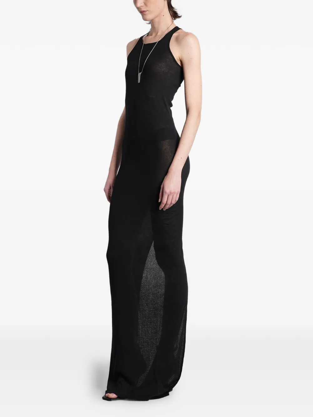 Rick Owens Semi-doorzichtige jurk met racerback Zwart