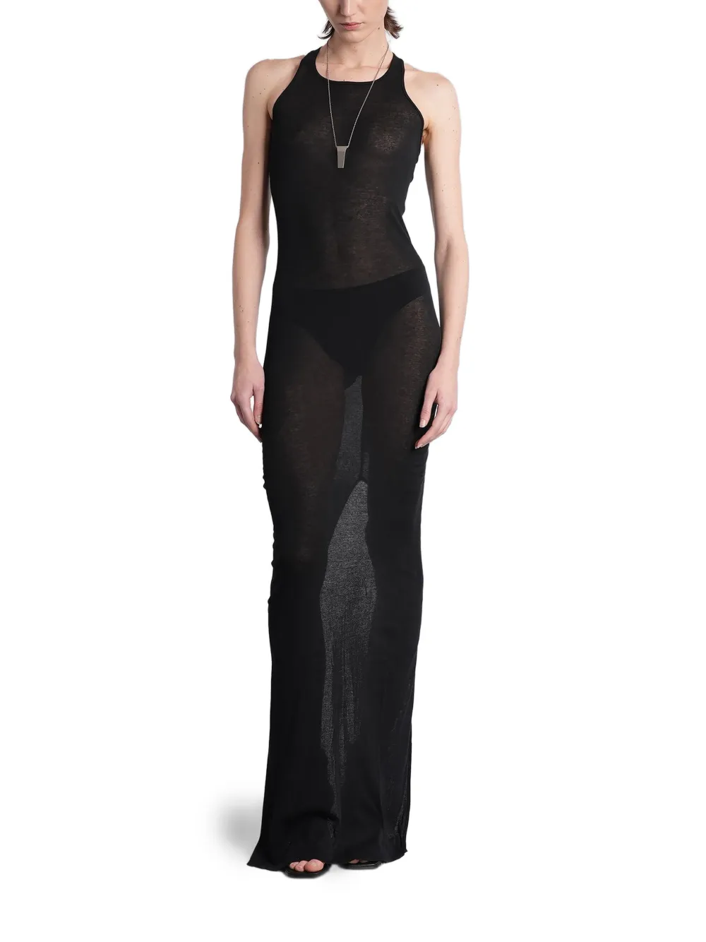 Rick Owens racer-back semi-sheer dress - Nero
