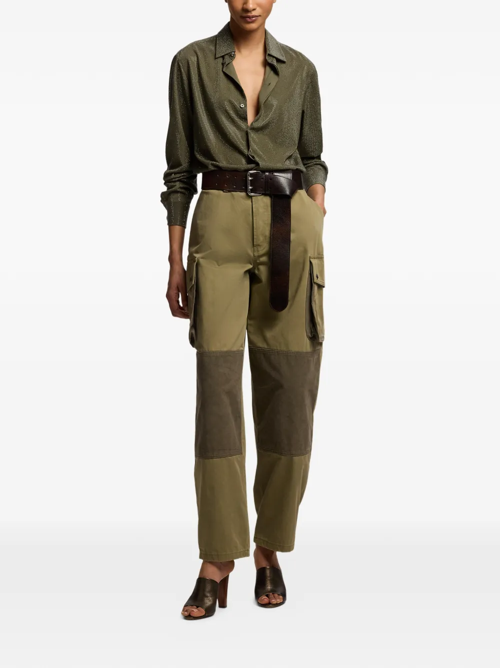 Ralph Lauren Collection Adrien ruimvallende blouse met verfraaiing Groen