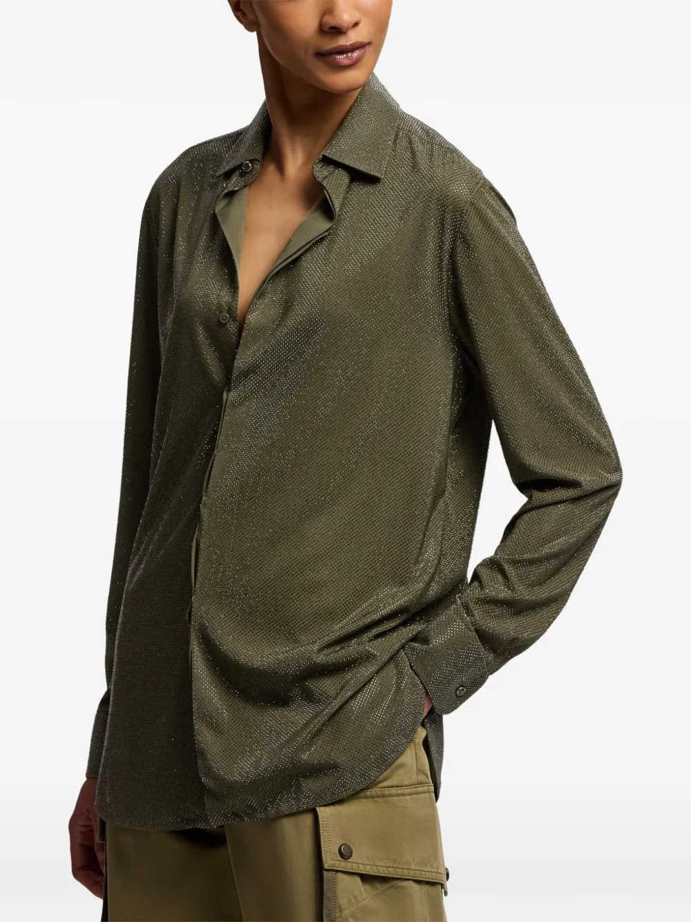 Ralph Lauren Collection Adrien ruimvallende blouse met verfraaiing Groen