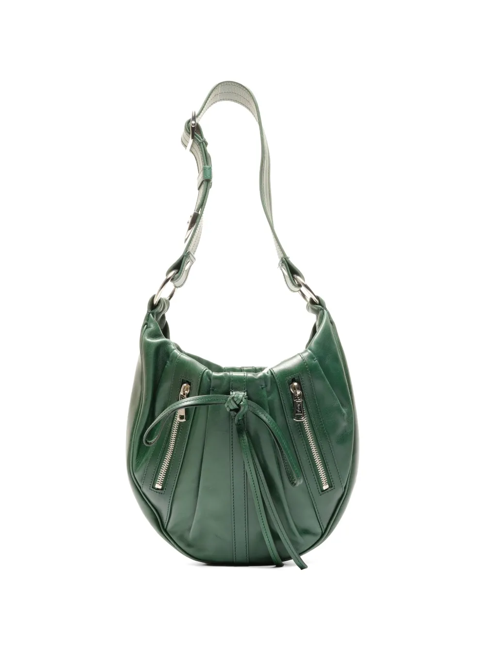Saint Laurent Pre-Owned 1980s zip leather shoulder bag - Verde