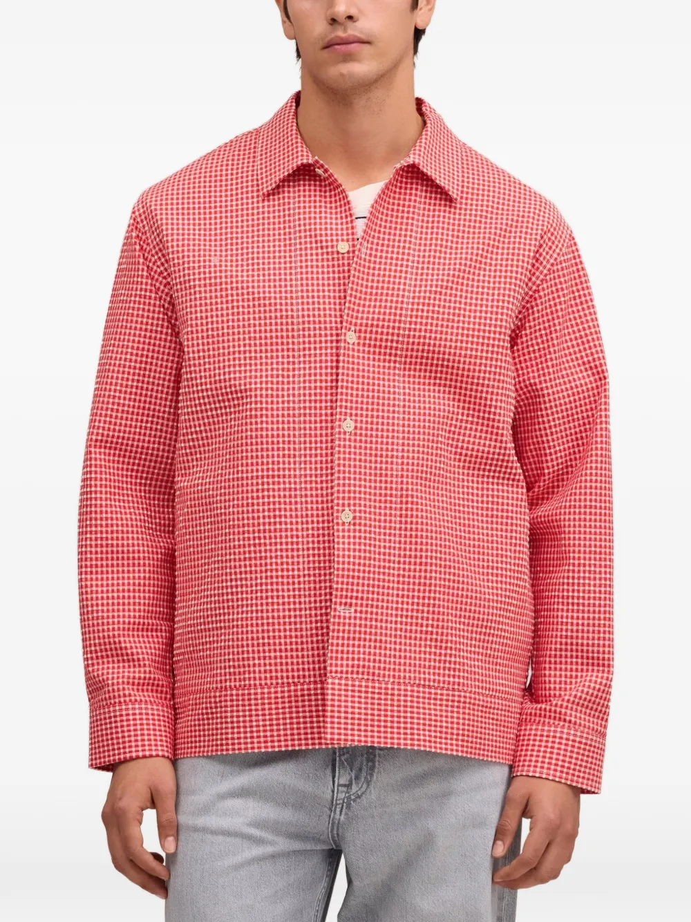  Nn07 Reed Gingham-check Shirt Jacket - Red 