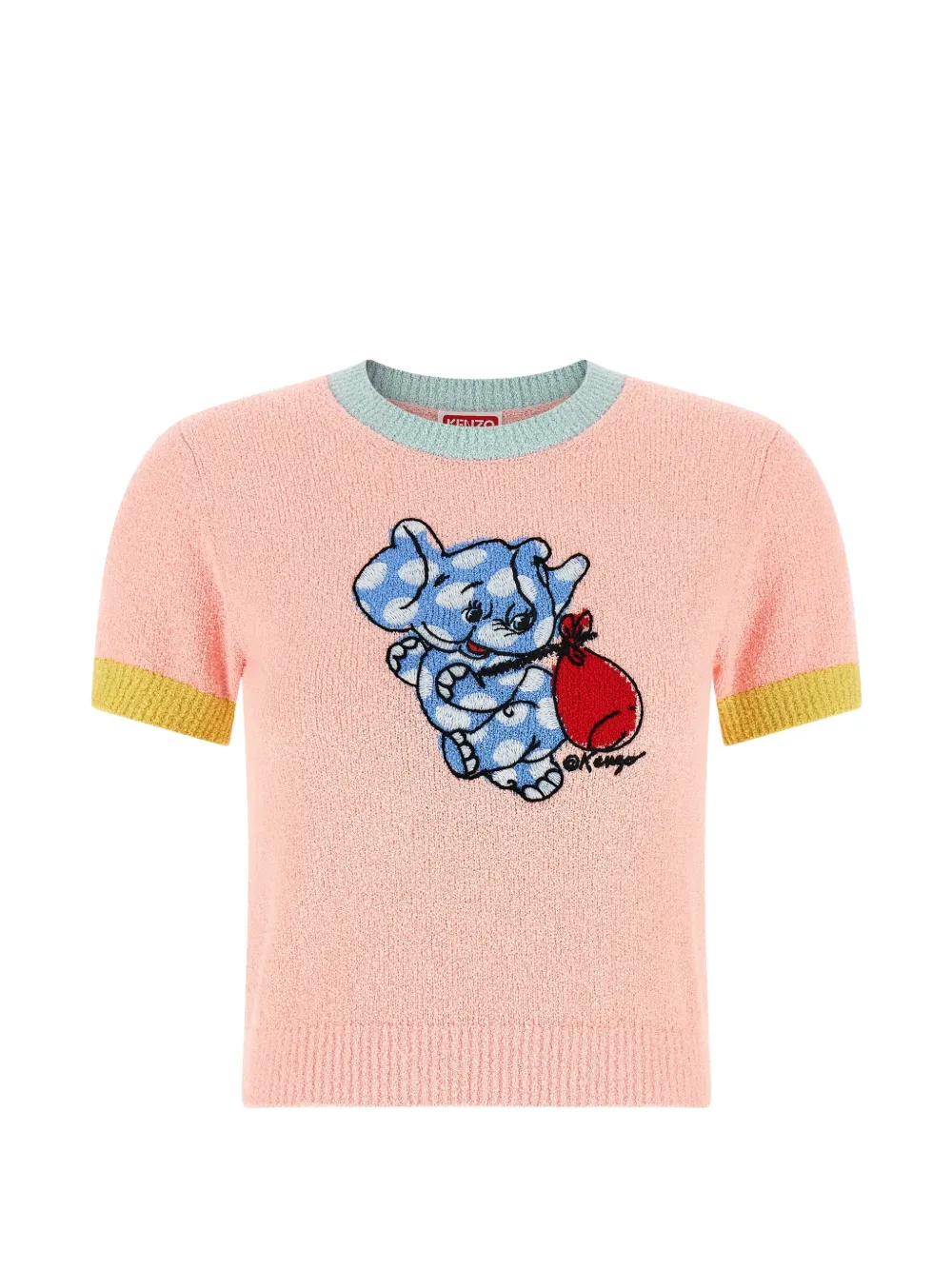 Kenzo cartoon-motif intarsia-knit T-shirt - Rosa