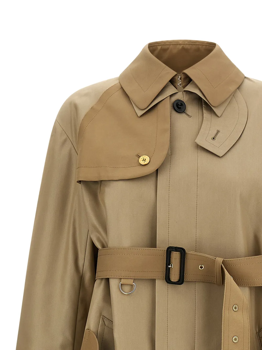  Sacai Double-layer Collared Trench Coat - Neutrals 