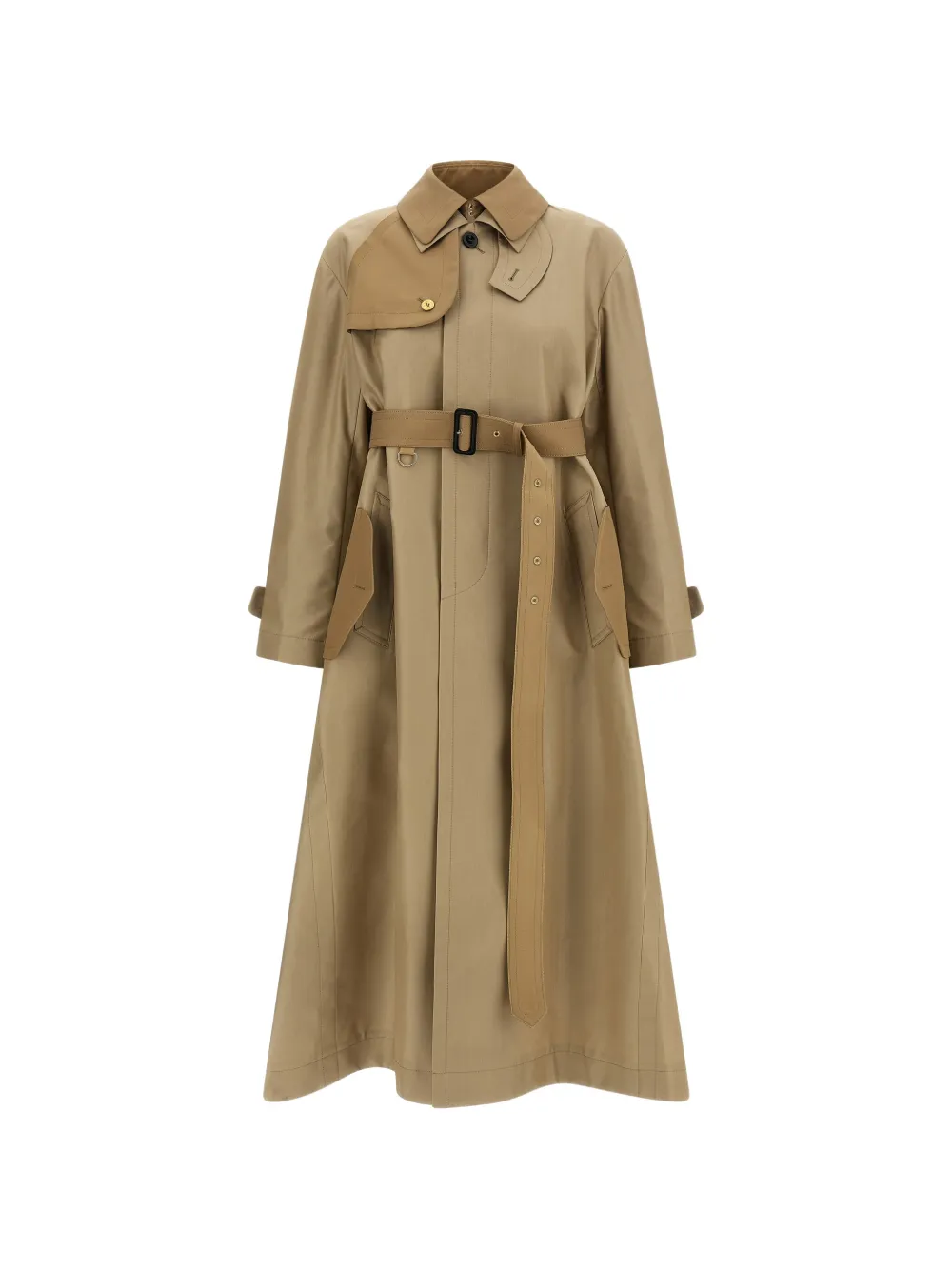 sacai double-layer collared trench coat - Toni neutri