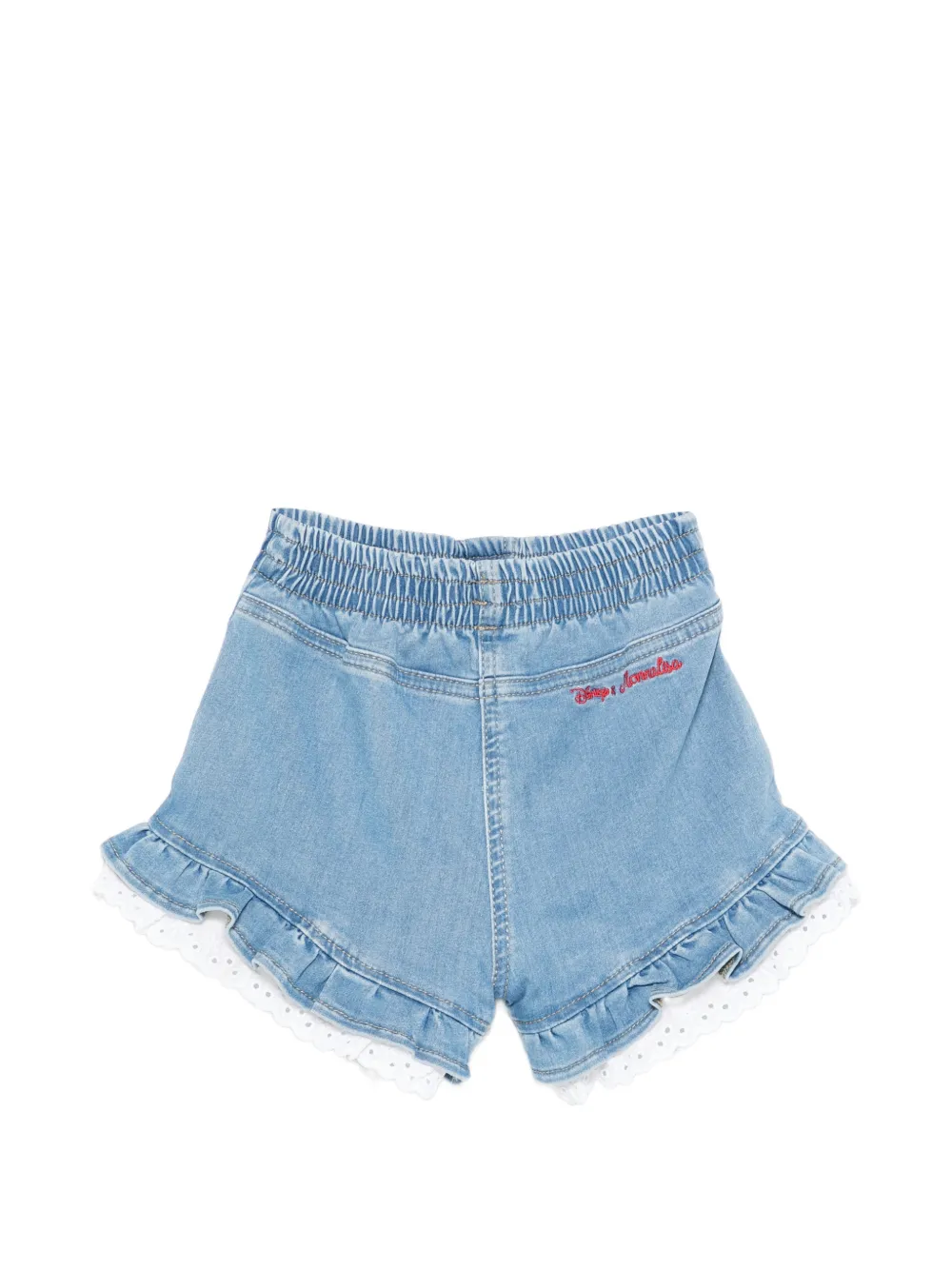 Monnalisa x Disney shorts met borduurwerk en ruches Blauw