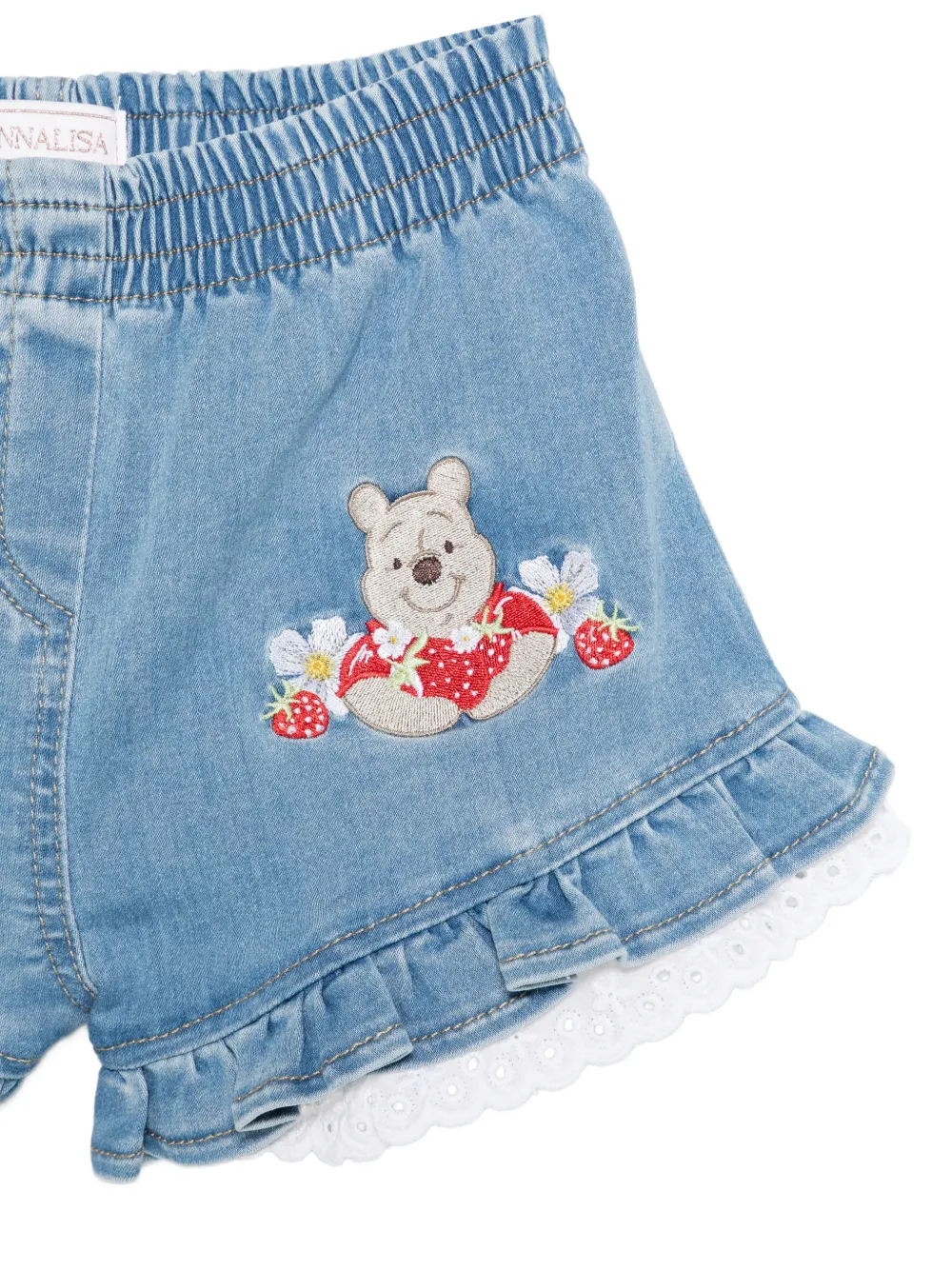 Monnalisa x Disney shorts met borduurwerk en ruches Blauw