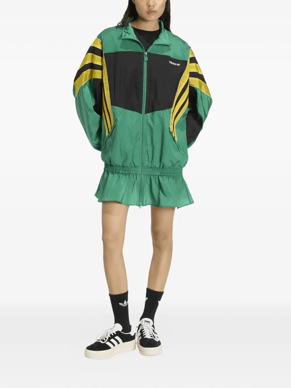 Adidas Striped Zip Jacket - Green 