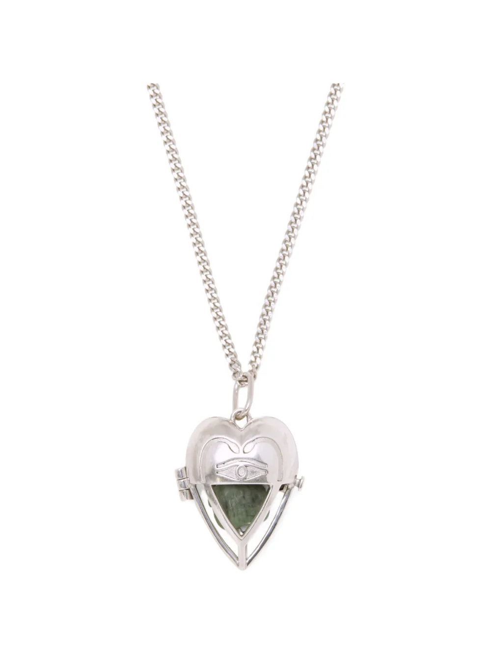 Capsule Eleven heart-pendant emerald necklace – Silver