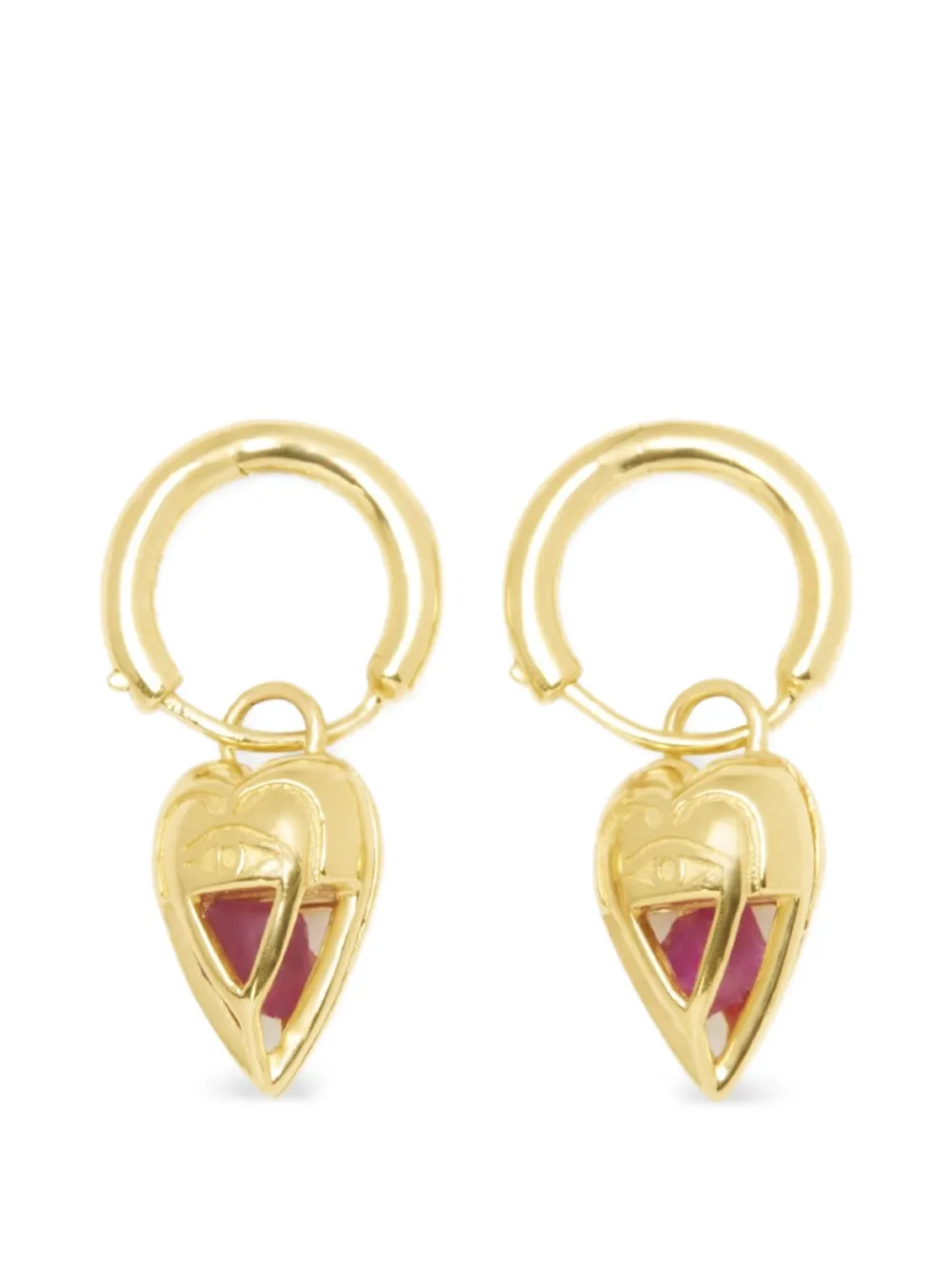 Capsule Eleven heart-pendant hoop earrings - Oro