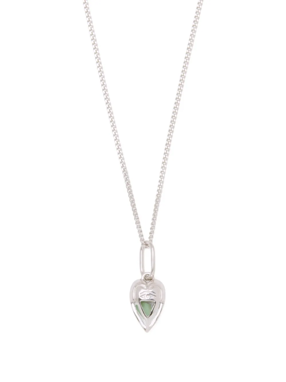 Capsule Eleven heart-pendant emerald necklace - Argento