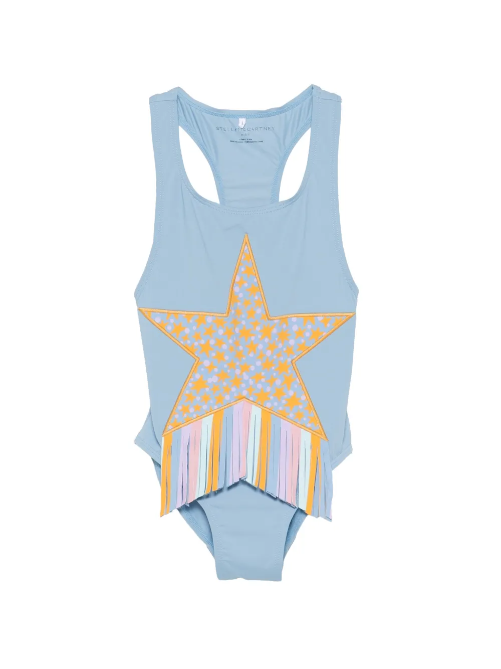 Stella McCartney Kids star-detail fringed swimsuit - Blu