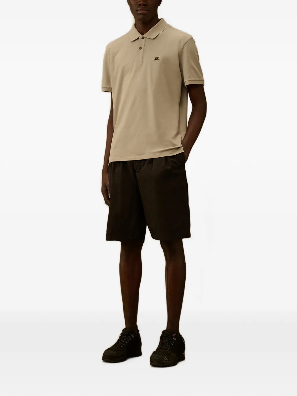 C.P. Company katoenen gabardine ruimvallende shorts met plooien Zwart