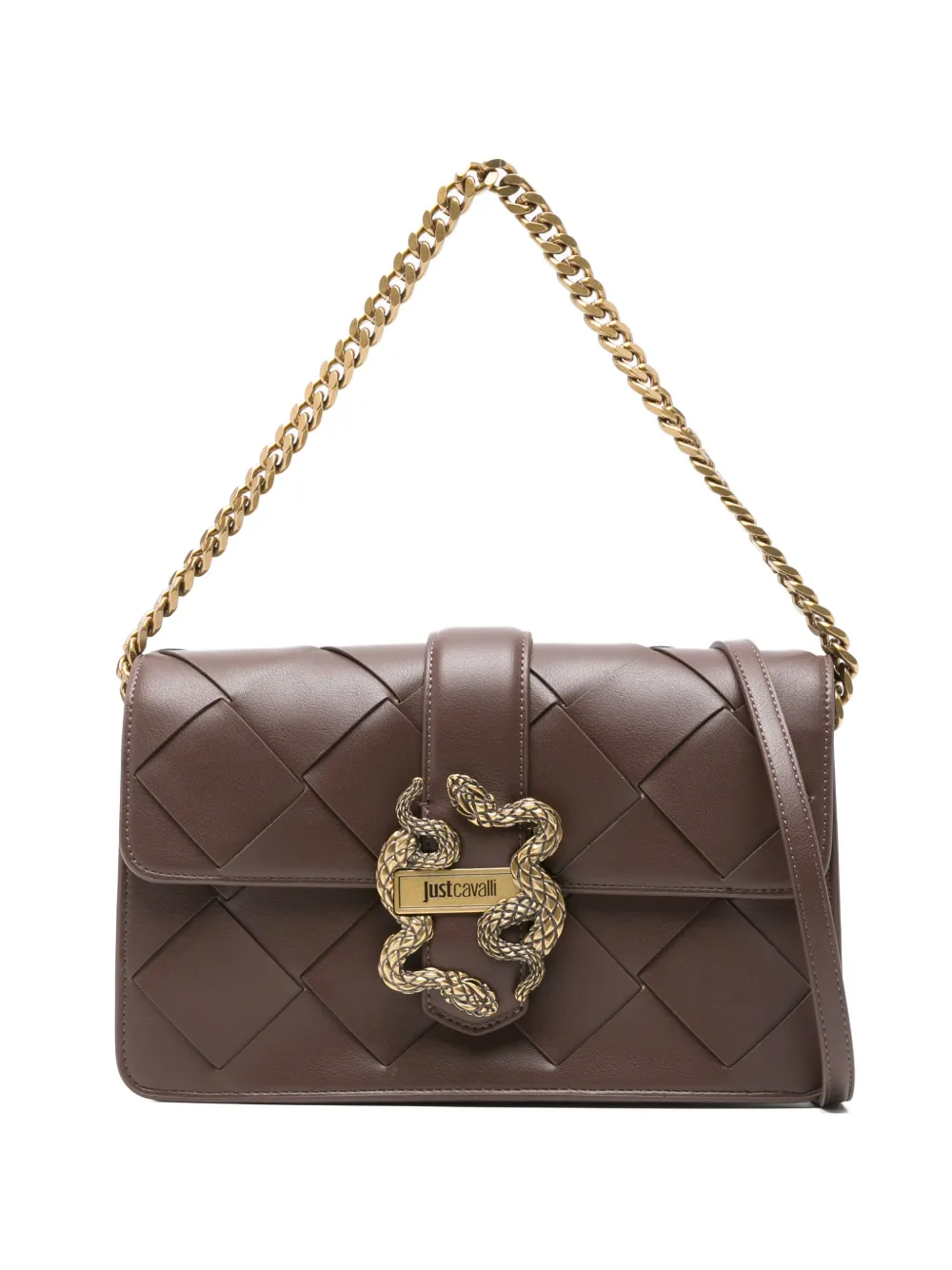 Just Cavalli woven snake appliqué tote bag - Marrone
