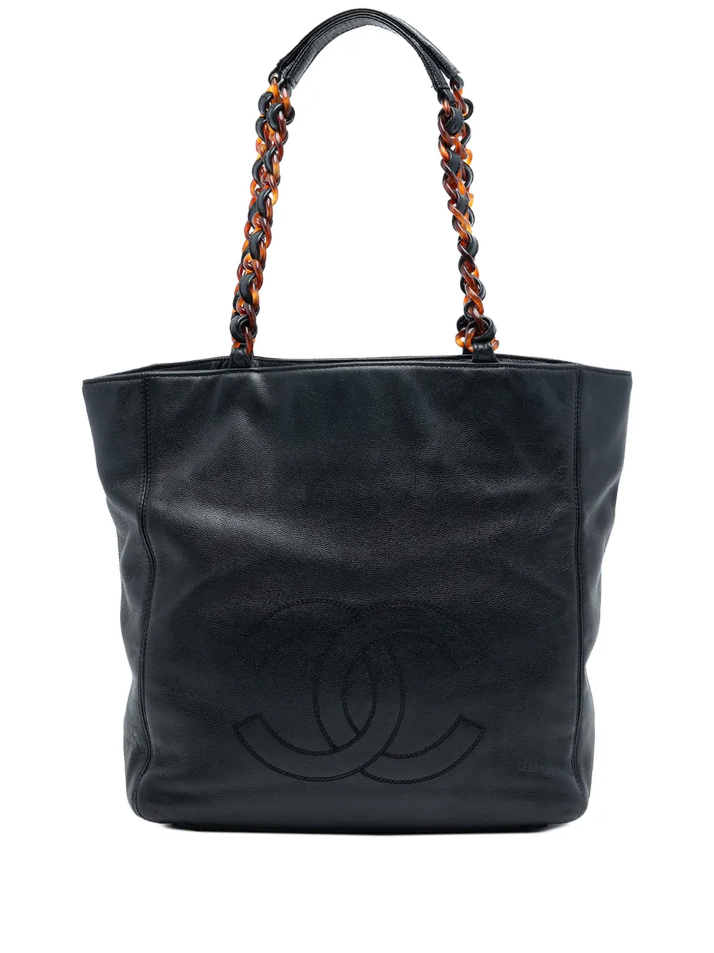CHANEL Pre-Owned 1997-1999 CC Caviar Tortoise Chain tote bag - Nero