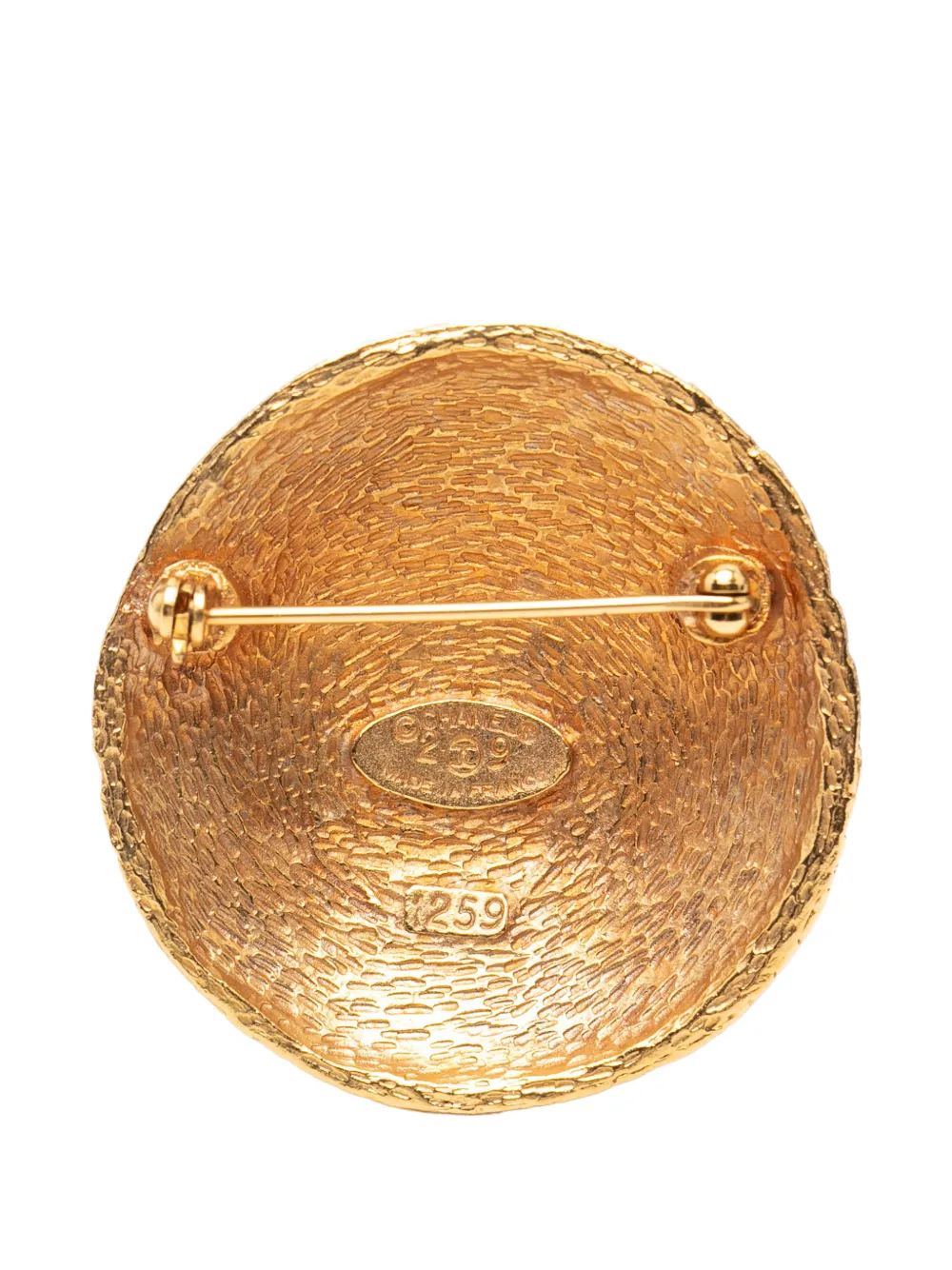 1980-1990 Cc Gold Plated Woven Round Brooch Costume Brooch