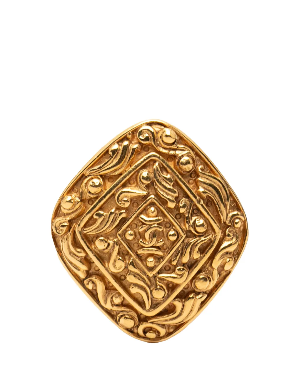 CHANEL Pre-Owned Spilla CC a rombo placcata oro 1970-1980