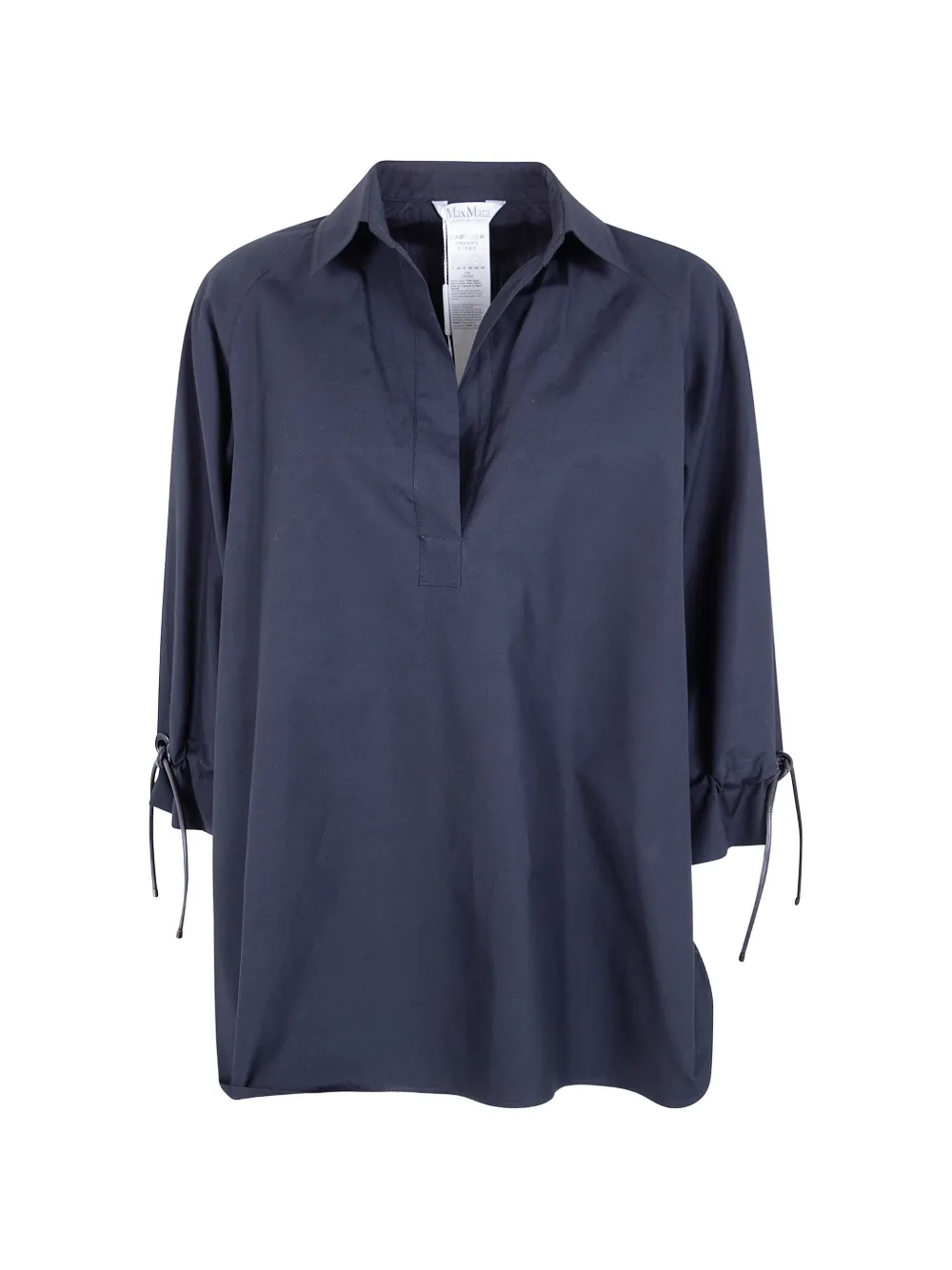 Max Mara drawstring-cuff popover shirt - Blu
