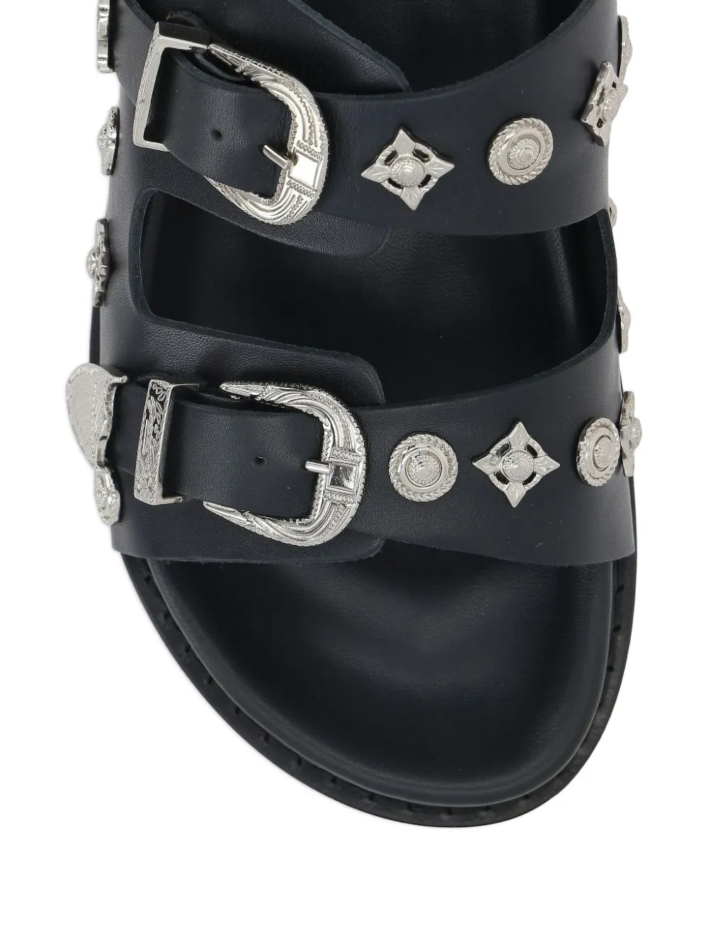Toga Virilis Leren sandalen met studs en gespbandje Zwart