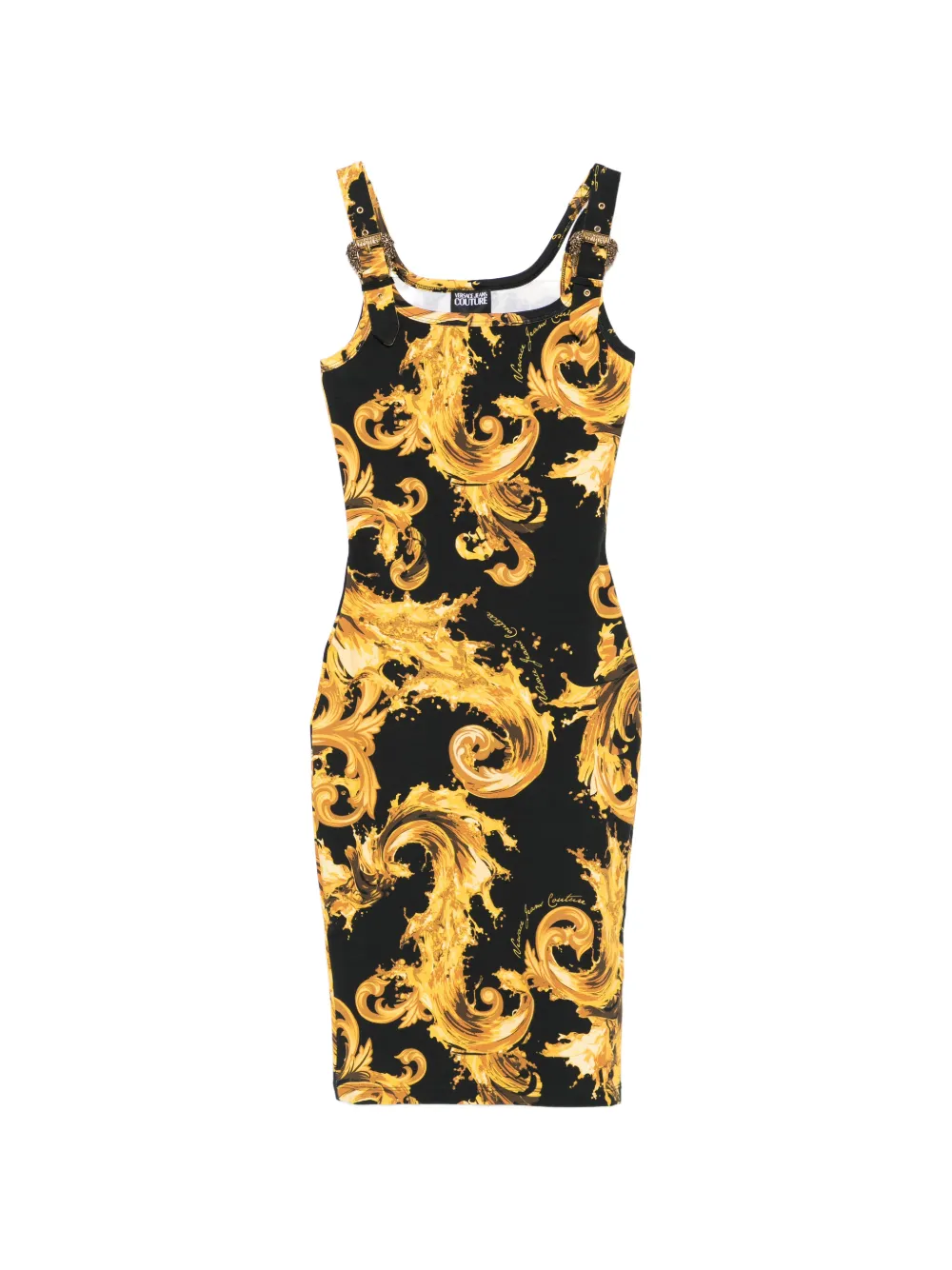 Versace Jeans Couture Baroque-print midi dress - Nero