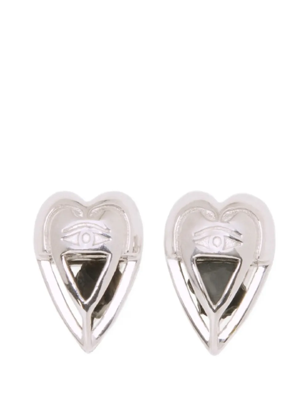Capsule Eleven heart-shape onyx stud earrings - Argento