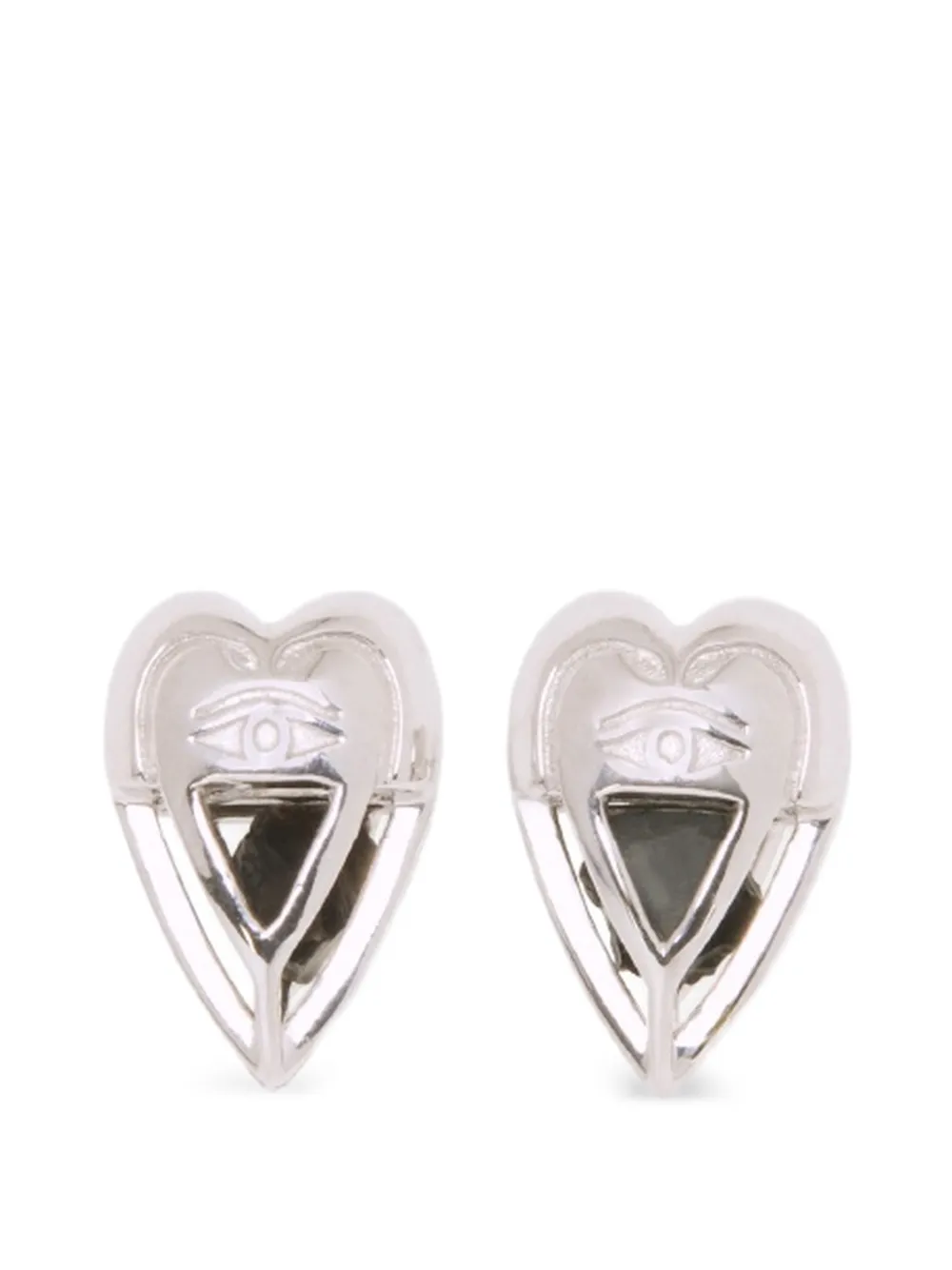 Capsule Eleven heart-shape onyx stud earrings - Argento