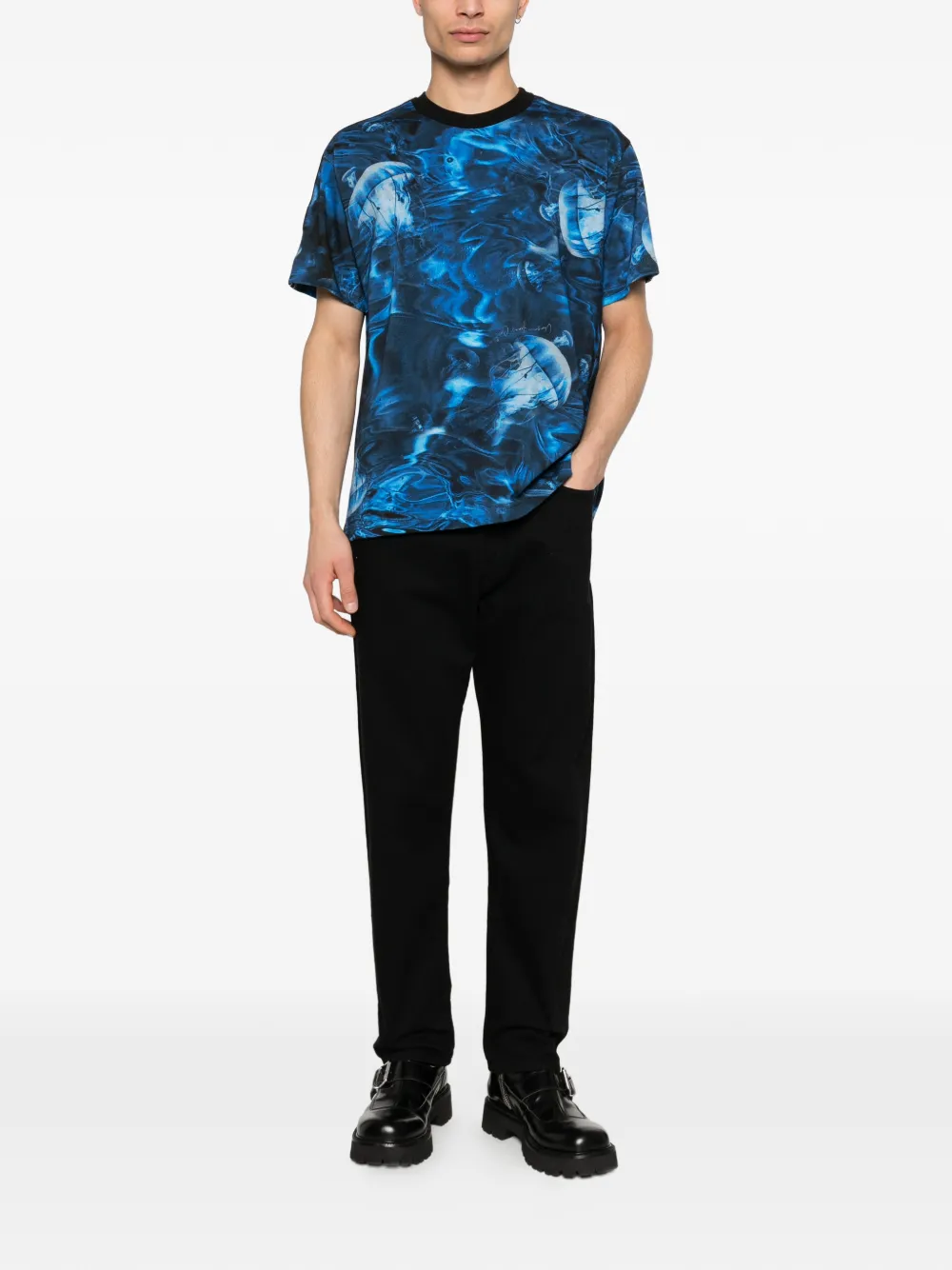 Versace Jeans Couture T-shirt met logoband Blauw