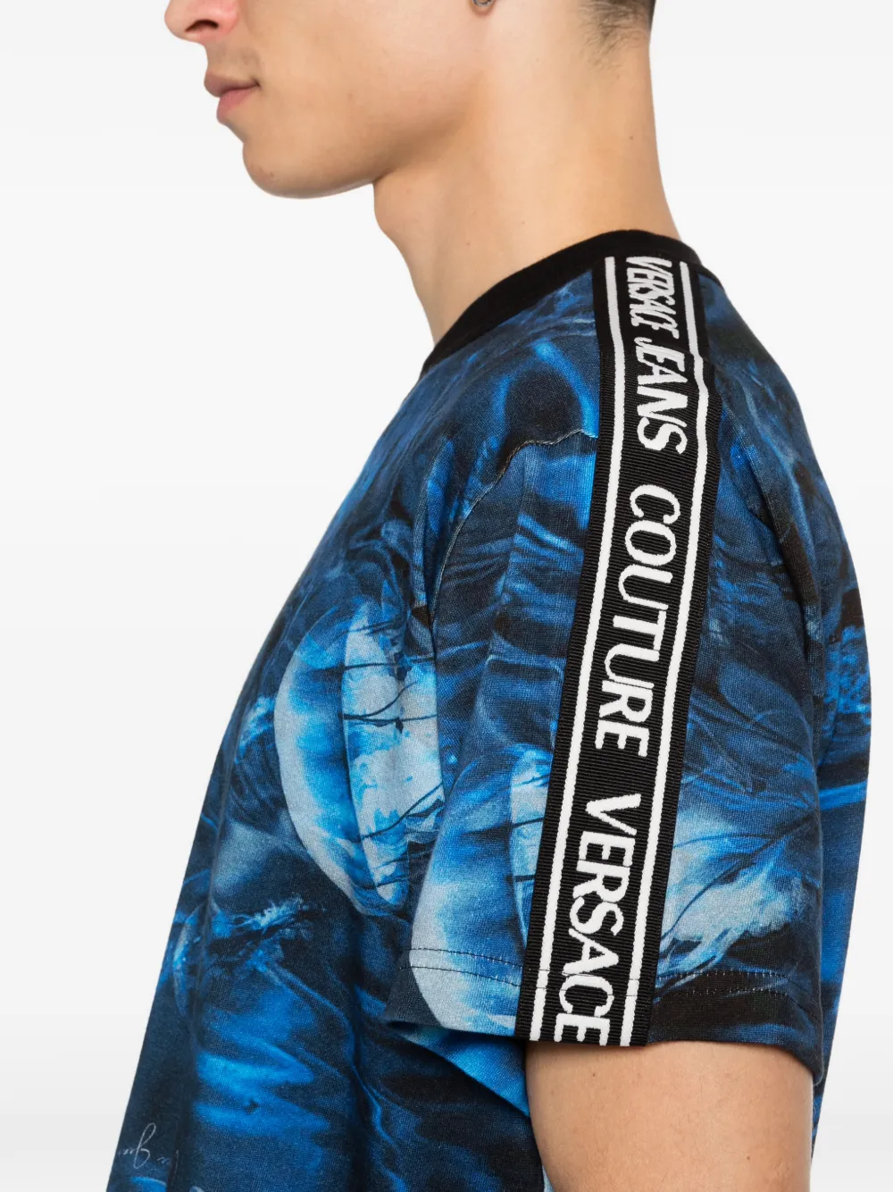 Versace Jeans Couture T-shirt met logoband Blauw