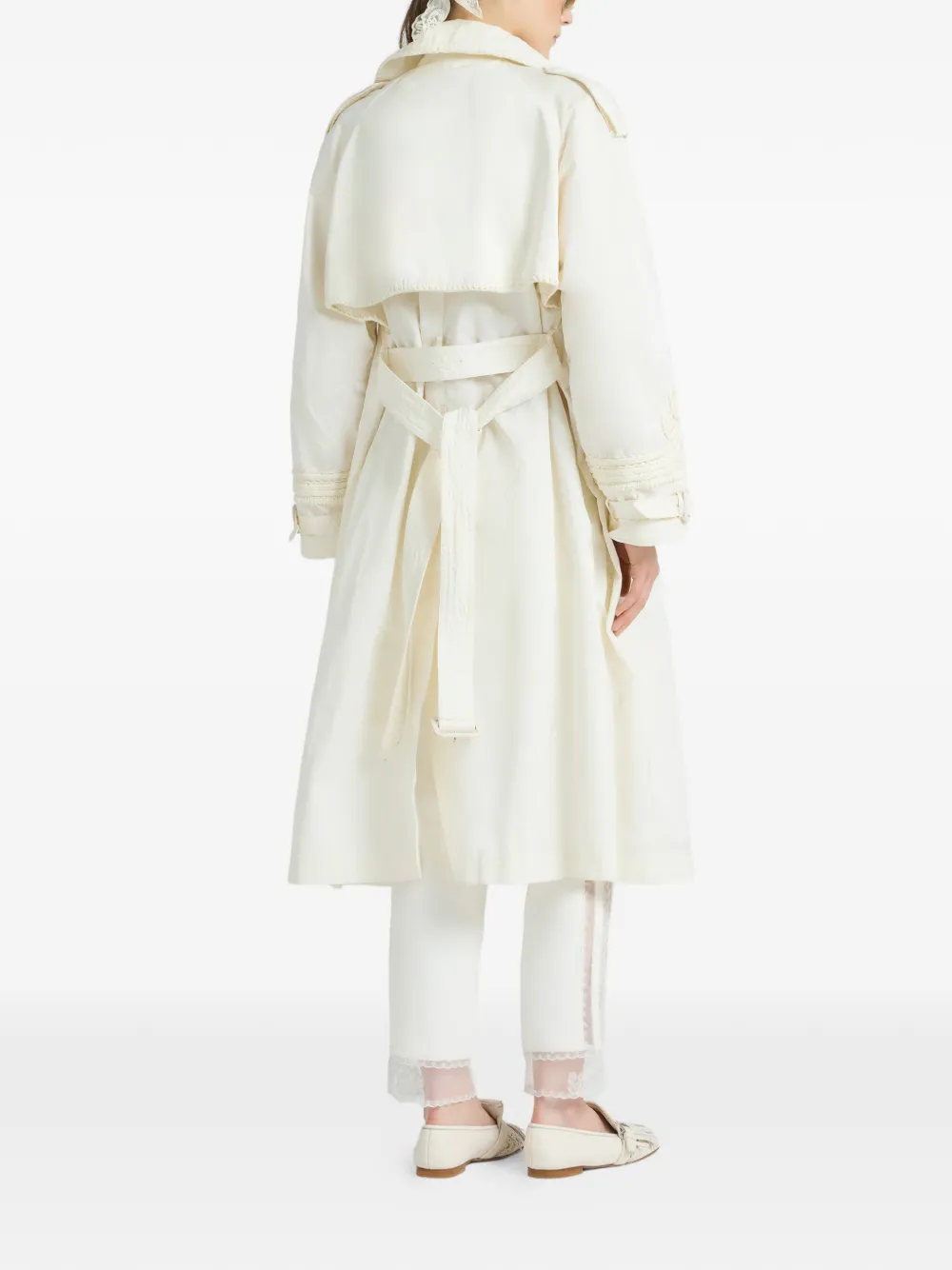  Ermanno Scervino Embroidered Trench Coat - Neutrals 