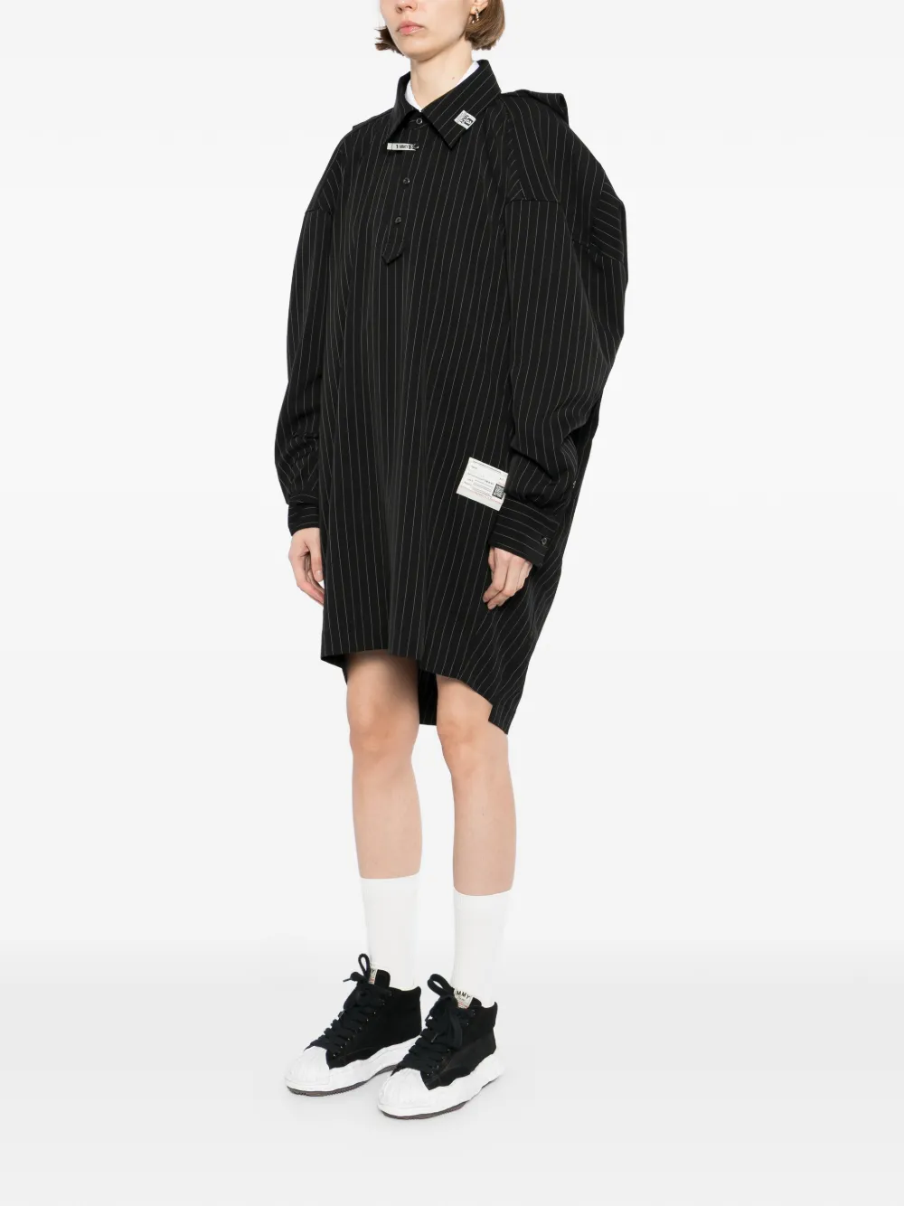Maison MIHARA YASUHIRO Mini-jurk met krijtstreep Zwart