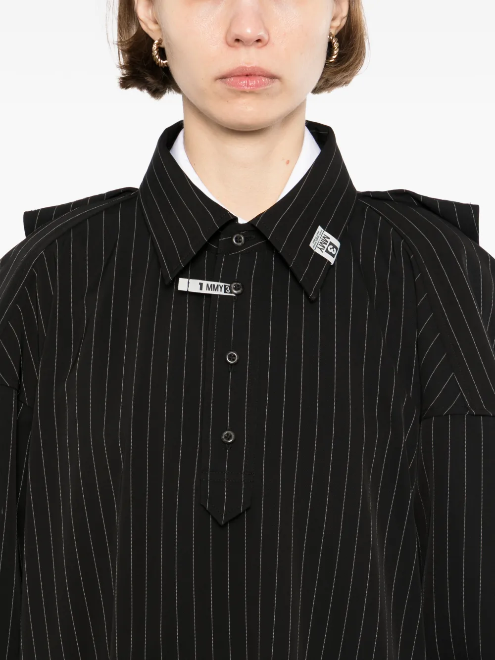 Maison MIHARA YASUHIRO Mini-jurk met krijtstreep Zwart