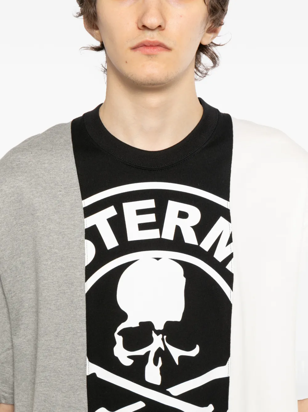 Mastermind World T-shirt met doodskop en colourblocking Zwart