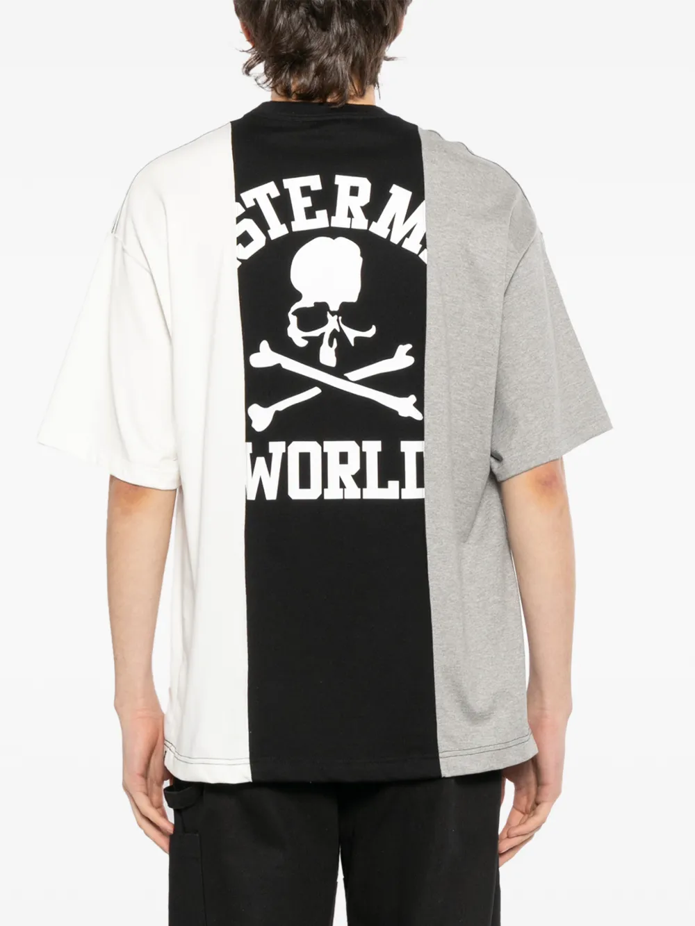 Mastermind World T-shirt met doodskop en colourblocking Zwart