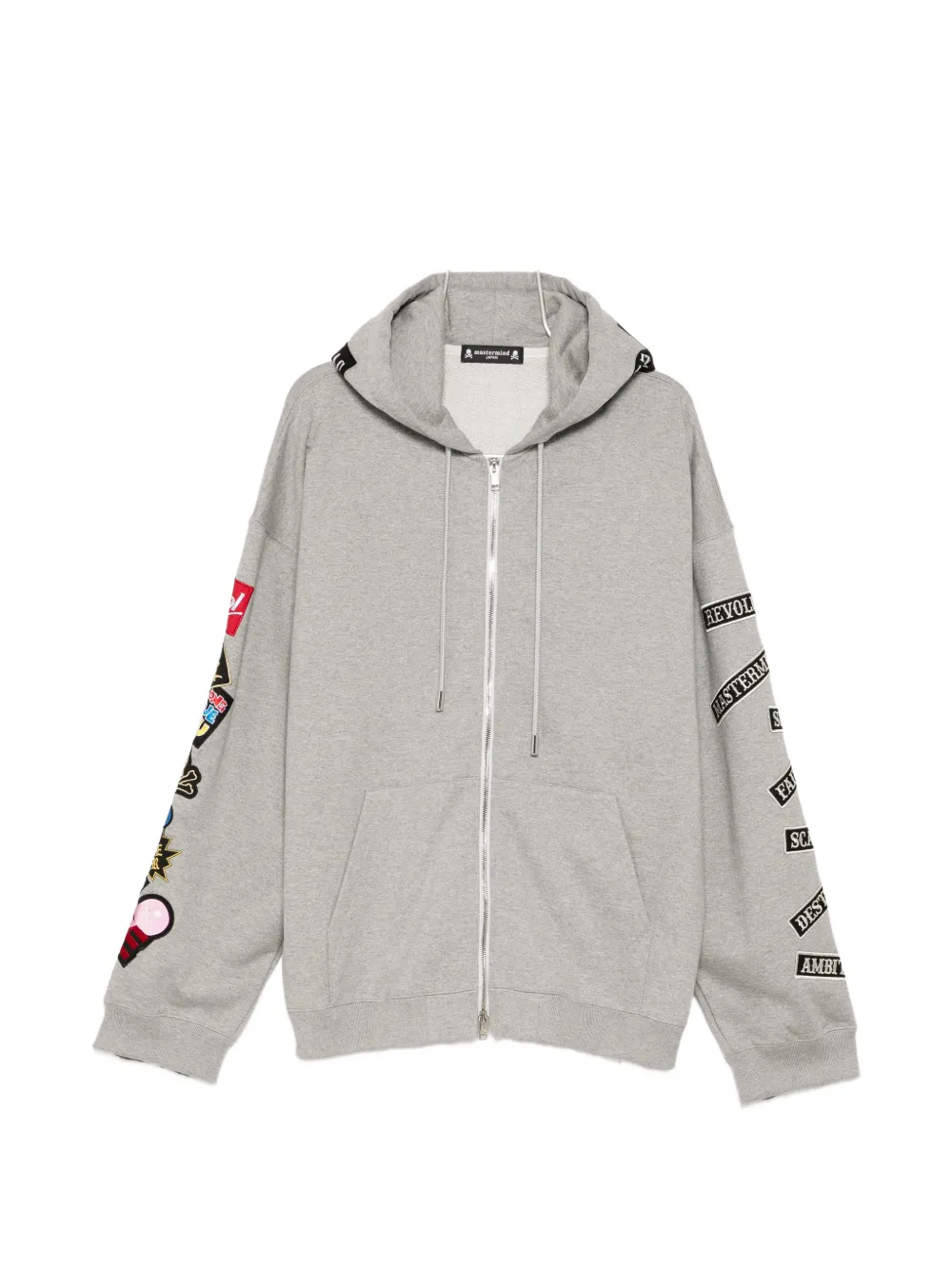 Mastermind Japan slogan-patch hoodie - Grey