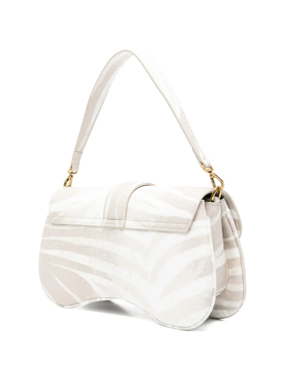 Zebra-Print Buckle Tote Bag