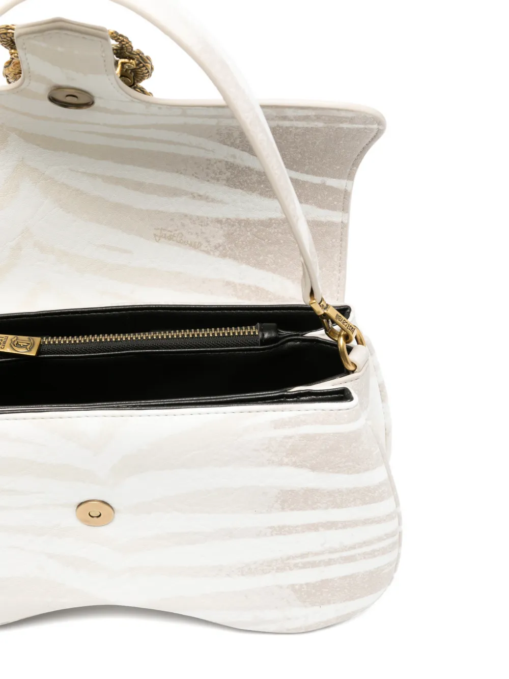 Zebra-Print Buckle Tote Bag