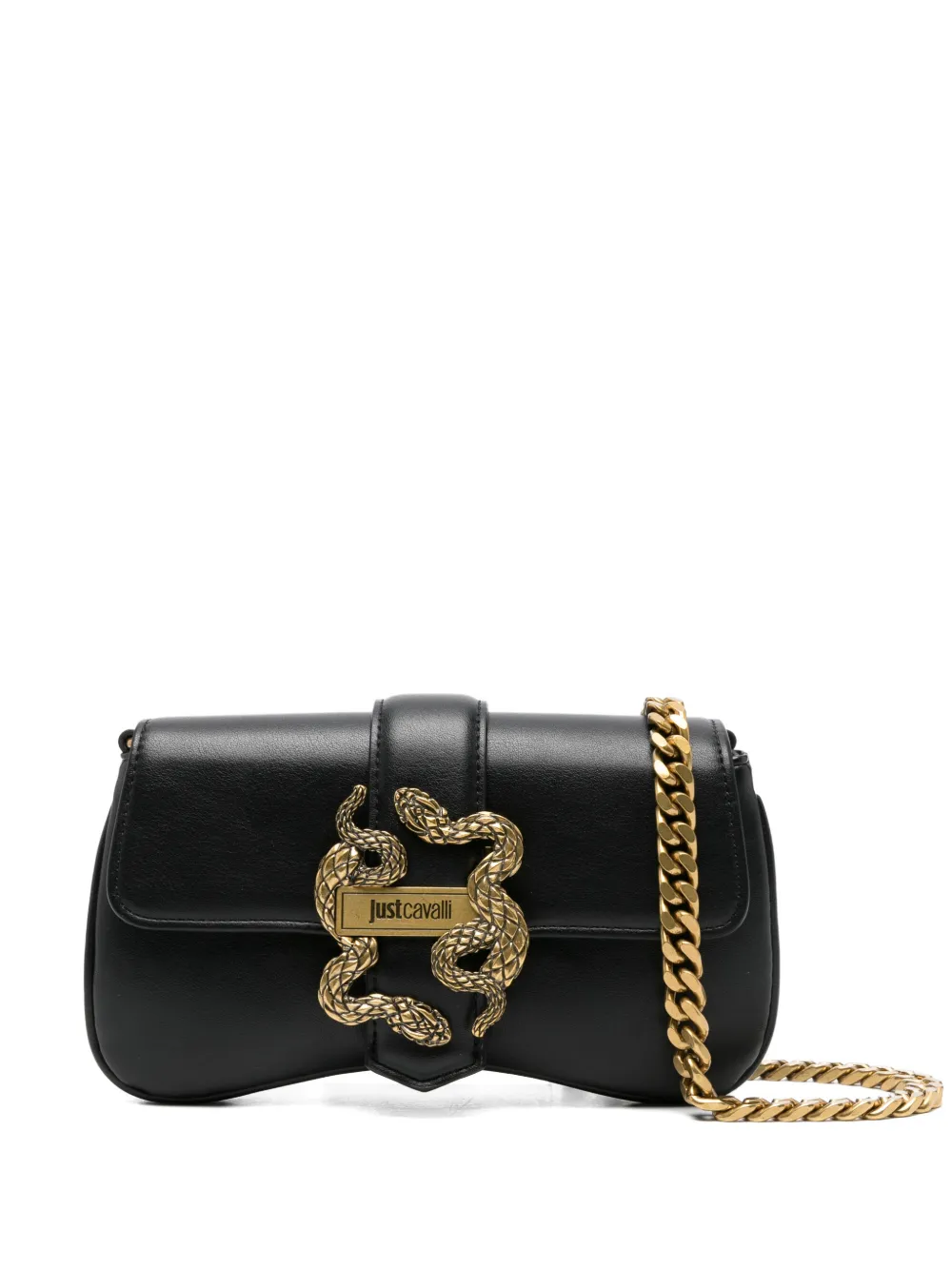 Just Cavalli snake-detail chain-strap cross body bag - Nero