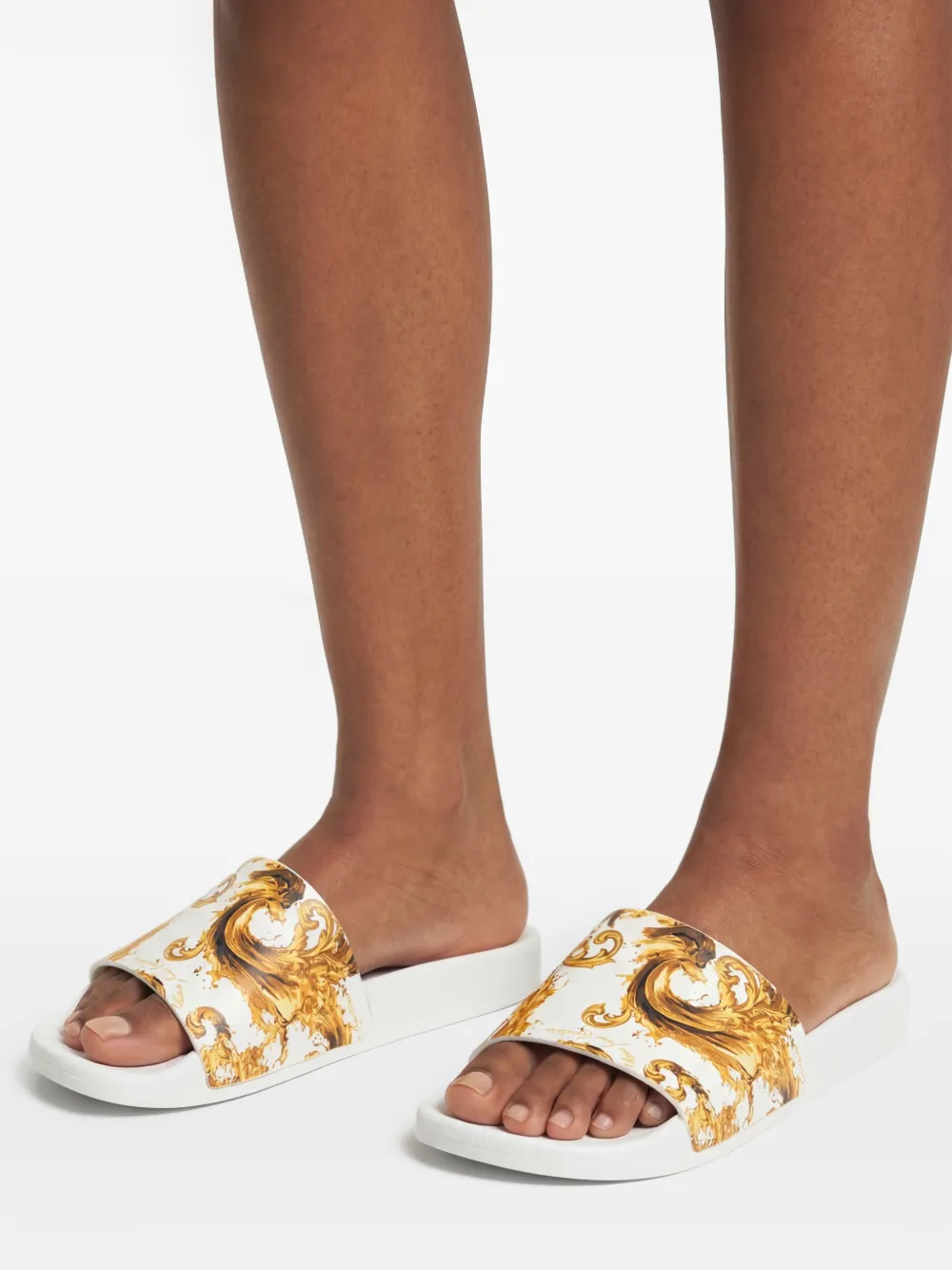 Versace Jeans Couture Slippers met print Wit