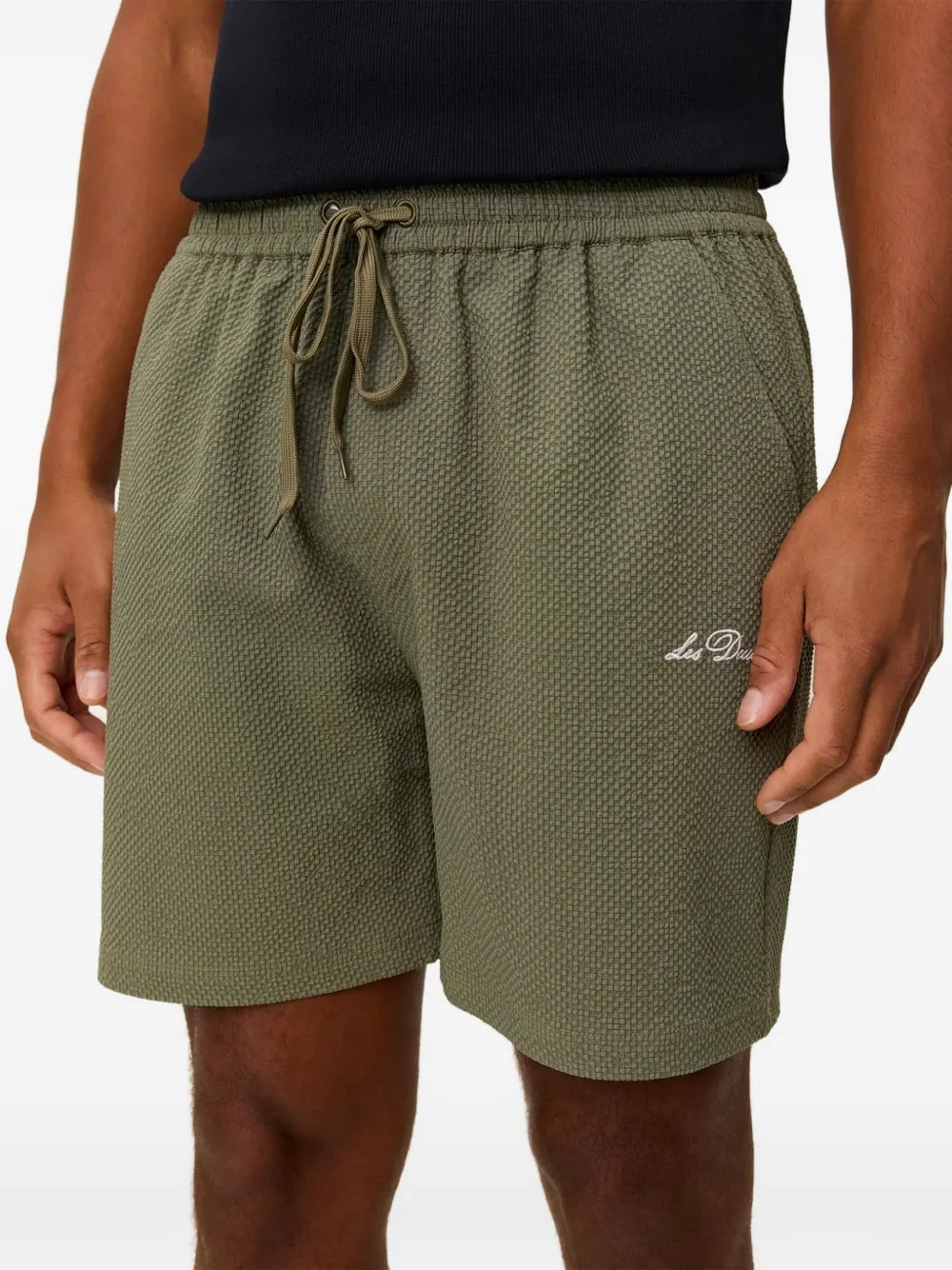  Les Deux Seersucker Drawstring Shorts - Green 
