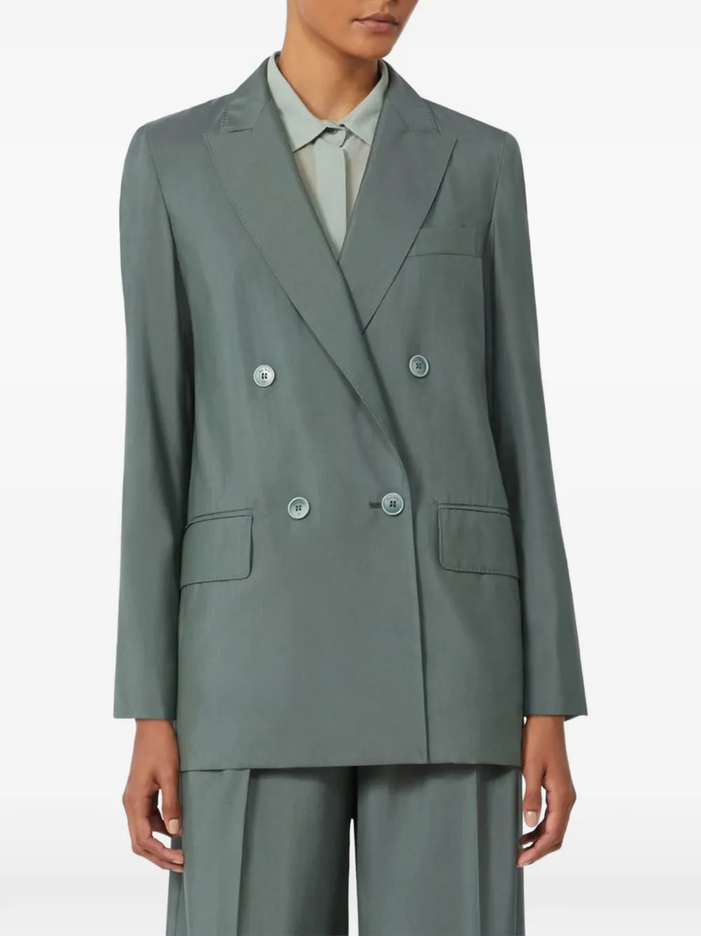 Max Mara Blazer met dubbele rij knopen Groen