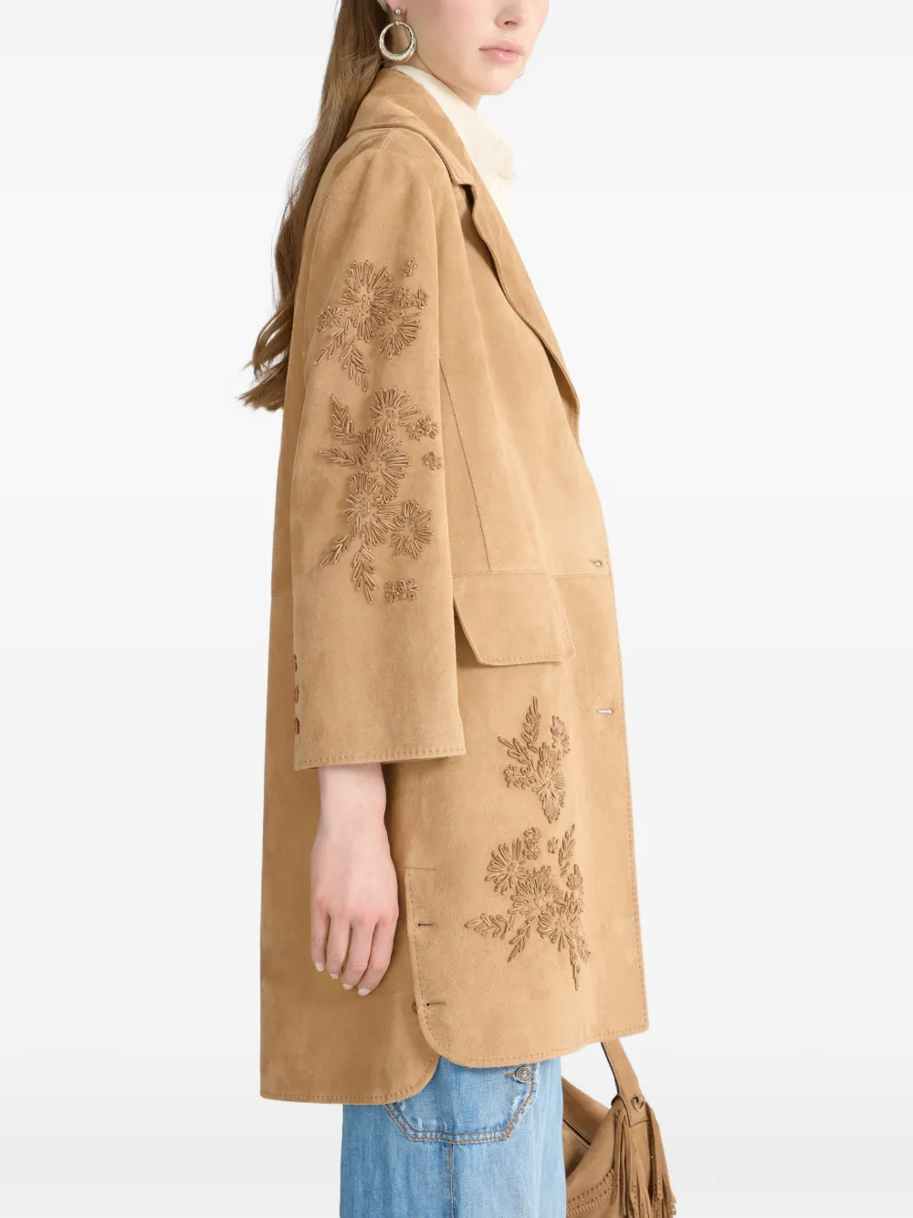 Ermanno Scervino Jas met geborduurde bloemen Beige