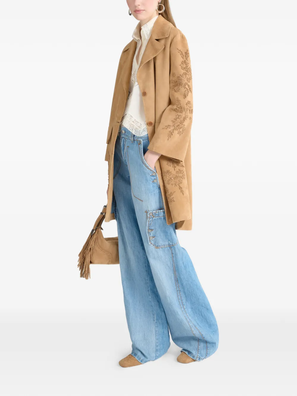Ermanno Scervino Jas met geborduurde bloemen Beige