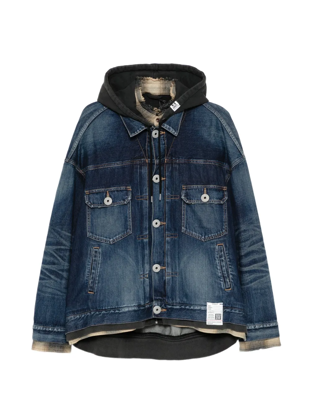 Maison MIHARA YASUHIRO hooded denim jacket - Blau