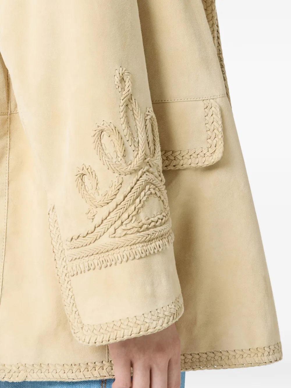 Ermanno Scervino Suède jack met borduurwerk Beige