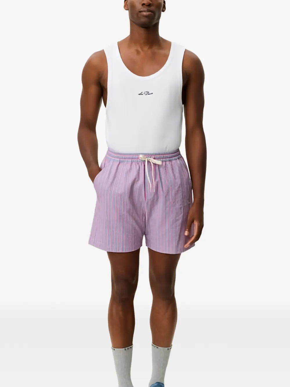 Les Deux 스탠 스트라이프 시어서커 스윔 쇼츠 | 스윔 쇼츠