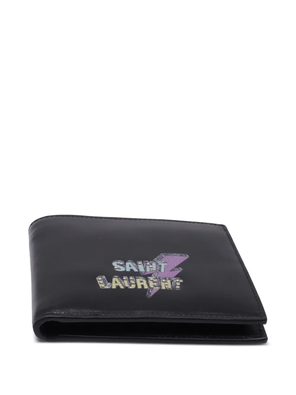 Saint Laurent Pre-Owned Lightning Bolt bi-fold leather wallet - Nero