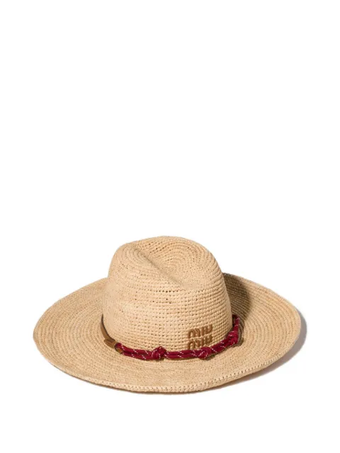 Miu Miu raffia and leather hat
