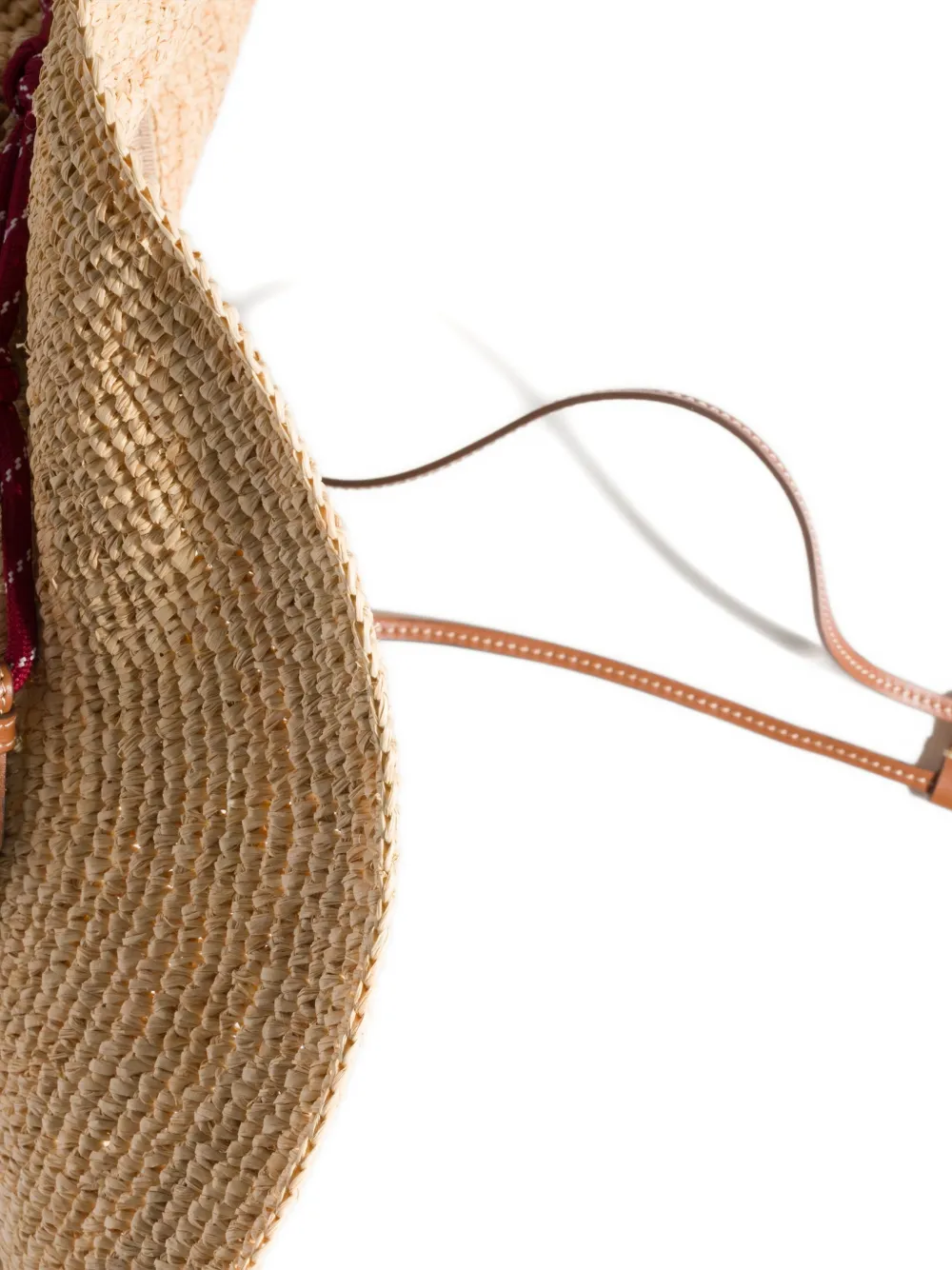 Miu Raffia en leren hoed Beige