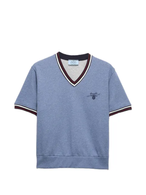 Prada cotton fleece V-neck sweatshirt